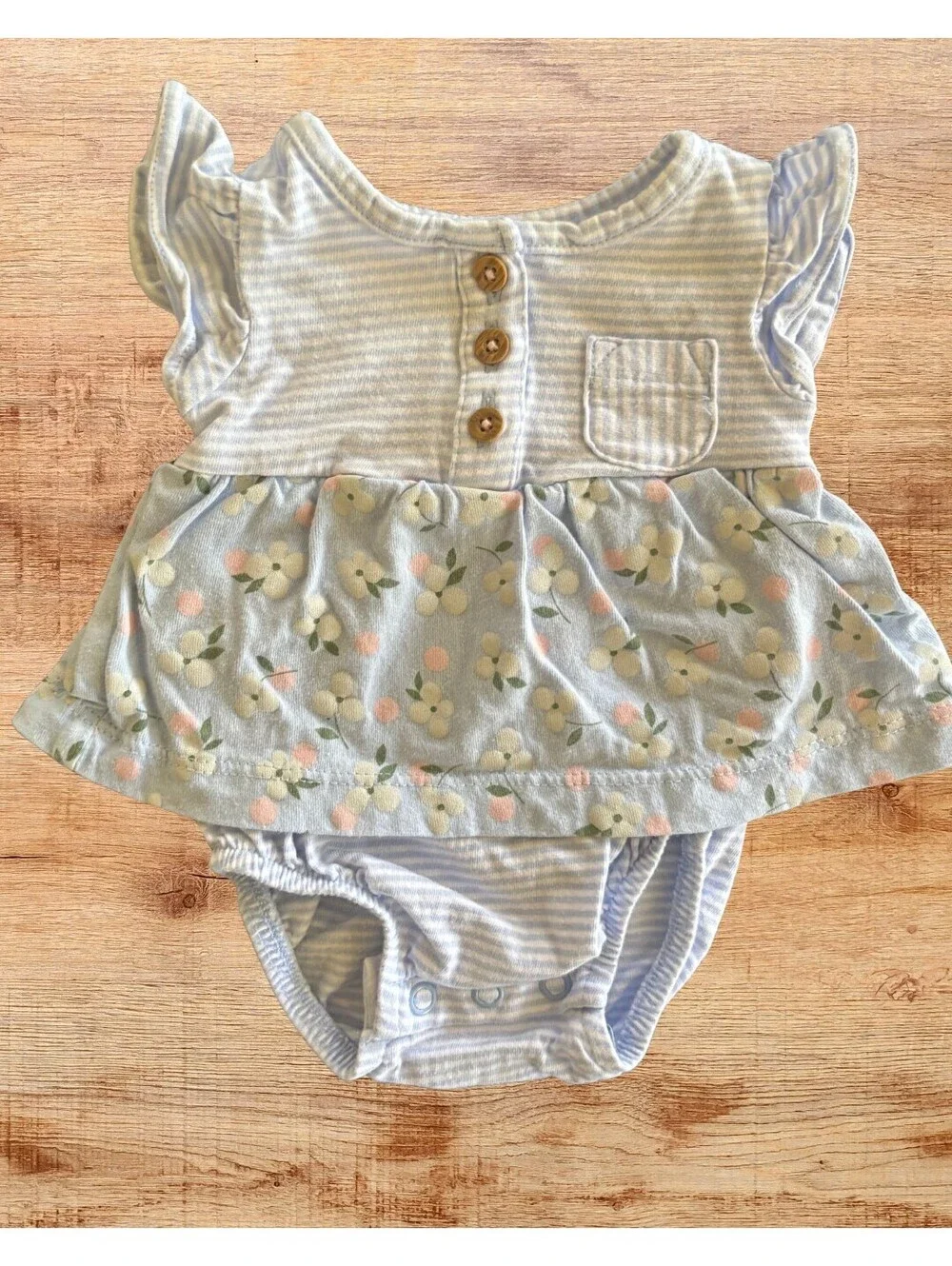 Carter's Newborn Blue Floral Dress Bodysuit 100% Cotton